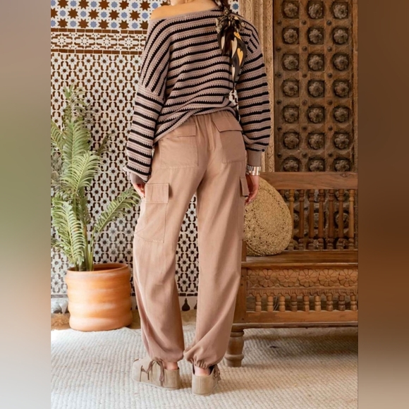 #631 🛑45 M Boho Fabulous High Waist Drawstring Cargo Pants - Picture 10 of 13